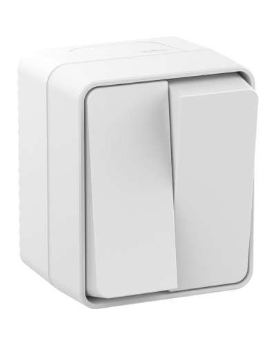 AtlasDesign PROFI54 выключатель 2-клавишный, открытой установки, белый (ATN540151). Выключатель. Systeme Electric в Стерлитамаке