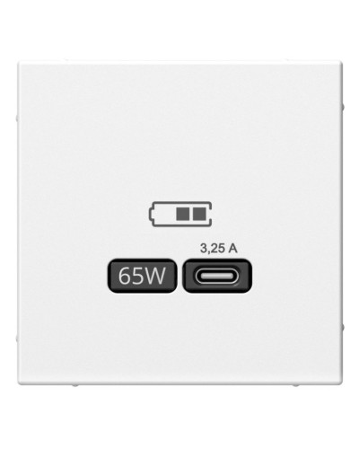 ArtGallery розетка USB тип-С 65Вт высокоскоростной заряд. QC, PD, скрытой установки, механизм, белый (GAL000127). Розетка USB. Systeme Electric в Стерлитамаке