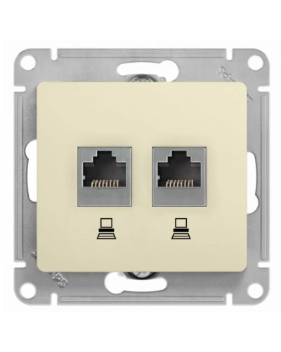 Glossa розетка RJ11+RJ45, 2-местная, кат. 5Е, скрытой установки, механизм, бежевый (GSL000285). Розетка компьютерная + телефонная. Systeme Electric в Стерлитамаке