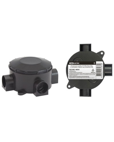 Распаячная коробка ОП D80х35мм, IP42, 3-х рожковая, черная TDM (SQ1401-4054). Распаячная коробка ОП. TDM ЕLECTRIC в Стерлитамаке