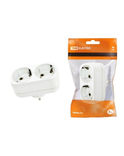 Блок на 2 гнезда 2П+З плоский 16А 250B TDM (SQ1806-0026). Розетка. TDM ЕLECTRIC в Стерлитамаке