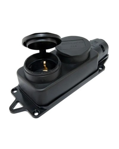 Розетка двухместная 2Р+РЕ 16А 250В IP44 (SQ0612-0010). Розетка двухместная с заглушками каучук. TDM ЕLECTRIC в Стерлитамаке