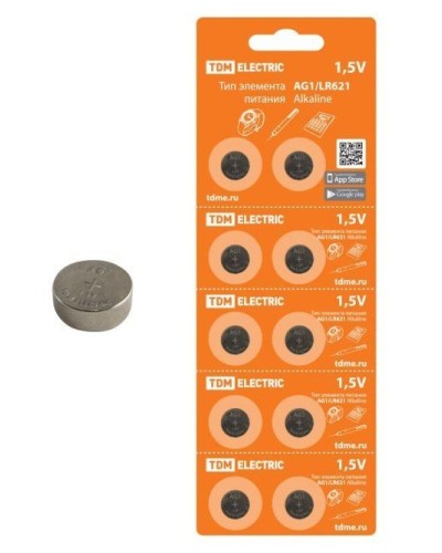 AG1/LR621 Alkaline 1,5V BP-10 TDM (SQ1702-0045). Элемент питания. TDM ЕLECTRIC в Стерлитамаке