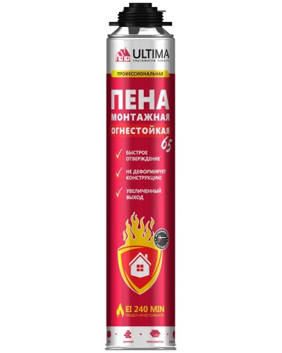 Пена огнестойкая ULTIMA PRO 65, 850 мл. Пена монтажная профессиональная. ULTIMA в Стерлитамаке