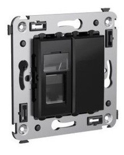 Розетка RJ-45 в стену Avanti одинарная черный квадрат (4402463). Розетка компьютерная. ДКС в Стерлитамаке