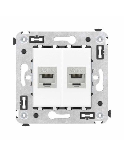 Розетка RJ-45 в стену, кат.6E, Avanti, двойная, белое облако (4400794). Розетка компьютерная модульная. ДКС в Стерлитамаке