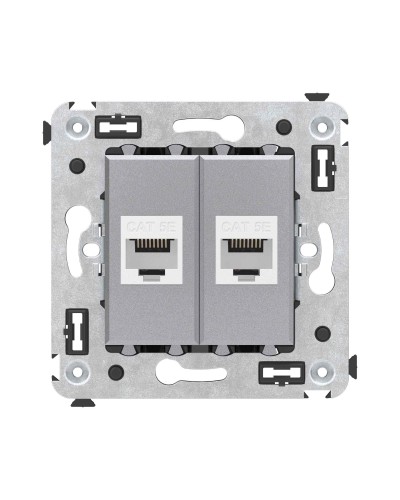 Розетка RJ-45 в стену, кат.5E, Avanti, двойная, закаленная сталь (4404664). Розетка компьютерная. ДКС в Стерлитамаке