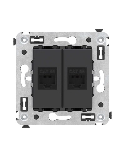 Розетка RJ-45 в стену, кат.5E, Avanti, двойная, черный матовый (4412664). Розетка компьютерная. ДКС в Стерлитамаке