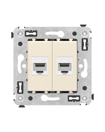 Розетка RJ-45 в стену, кат.5E, Avanti, двойная, ванильная дымка (4405664). Розетка компьютерная. ДКС в Стерлитамаке