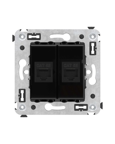 Розетка RJ-45 в стену, кат.5E, Avanti, двойная, черный квадрат (4402664). Розетка компьютерная. ДКС в Стерлитамаке