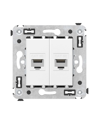 Розетка RJ-45 в стену, кат.5E, Avanti, двойная, белое облако (4400664). Розетка компьютерная. ДКС в Стерлитамаке