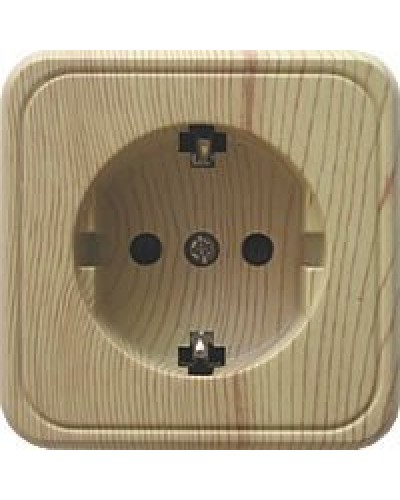 Розетка одинарная открытой установки с з/к, сосна, LK Standard (813225). Розетка с заземляющими контактами и защитными шторками. Экопласт в Стерлитамаке