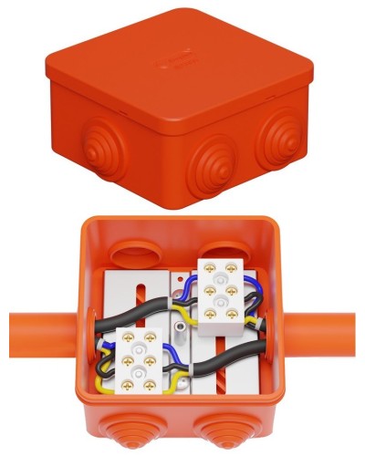 Коробка JBS080 85х85х50, 6 вых., 3P (0,15-4,0 мм²) (43101HF). Коробка монтажная, огнестойкая, без галогена. Экопласт в Стерлитамаке