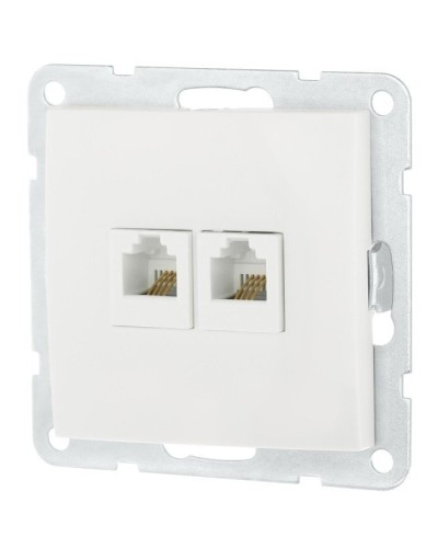 Розетка телефонная двойная 2xRJ-12 с накладкой, белый LK60 (865604-1). Розетка телефонная. Экопласт в Стерлитамаке