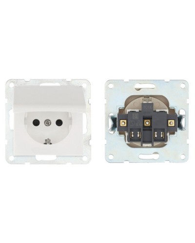 Розетка с з/к, шторками и крышкой, белый LK80 (843404-1). Розетка. Экопласт в Стерлитамаке