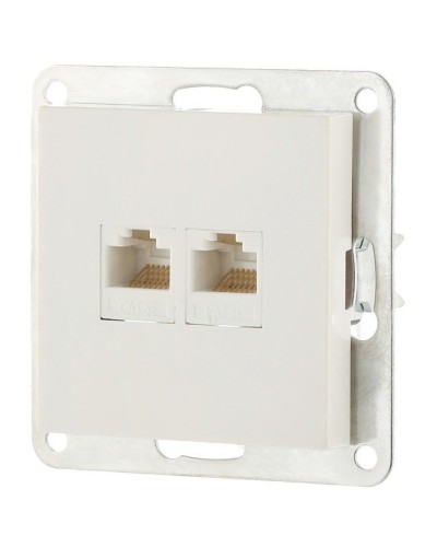 Розетка 2xRJ-45 кат.5е с накладкой, белый LK80 (846204-1). Розетка компьютерная двойная. Экопласт в Стерлитамаке