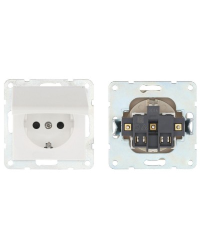 Розетка с з/к, шторками и крышкой, белый LK60 (863404-1). Розетка. Экопласт в Стерлитамаке