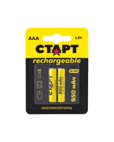 СТАРТ HR03 (AAA, 950mah), упак. 2 шт. БЛИСТЕР. Перезаряжаемые аккумуляторы. СТАРТ в Стерлитамаке