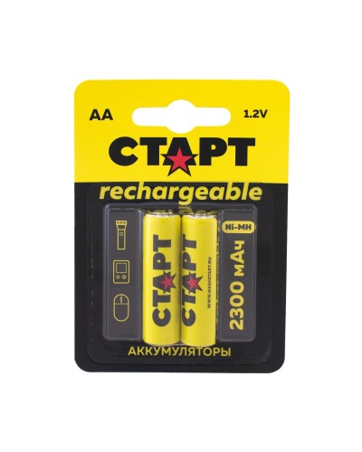 СТАРТ HR6 (AA, 2300 mah), упак. 2 шт. БЛИСТЕР. Перезаряжаемые аккумуляторы. СТАРТ в Стерлитамаке