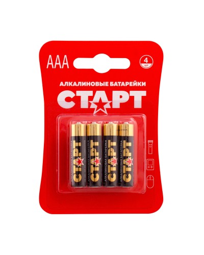 СТАРТ LR03-BL4 (1,5 В, AAA, LR03), упак. 4 шт. БЛИСТЕР. Алкалиновые батарейки. СТАРТ в Стерлитамаке
