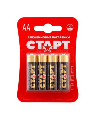 СТАРТ LR6-BL4 (1,5 В, AA, LR6), упак. 4 шт. БЛИСТЕР. Алкалиновые батарейки. СТАРТ в Стерлитамаке