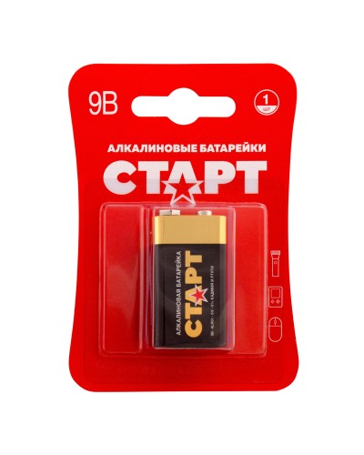 СТАРТ 6LR61-BL1 (9 В, Крона,  6LR61), БЛИСТЕР. Алкалиновая батарейка. СТАРТ в Стерлитамаке